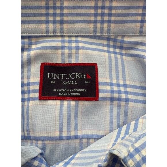UNTUCKit Long Sleeve Button-Up Blue-on-Blue Gingham Work Shirt – Size Small - Picture 5 of 6